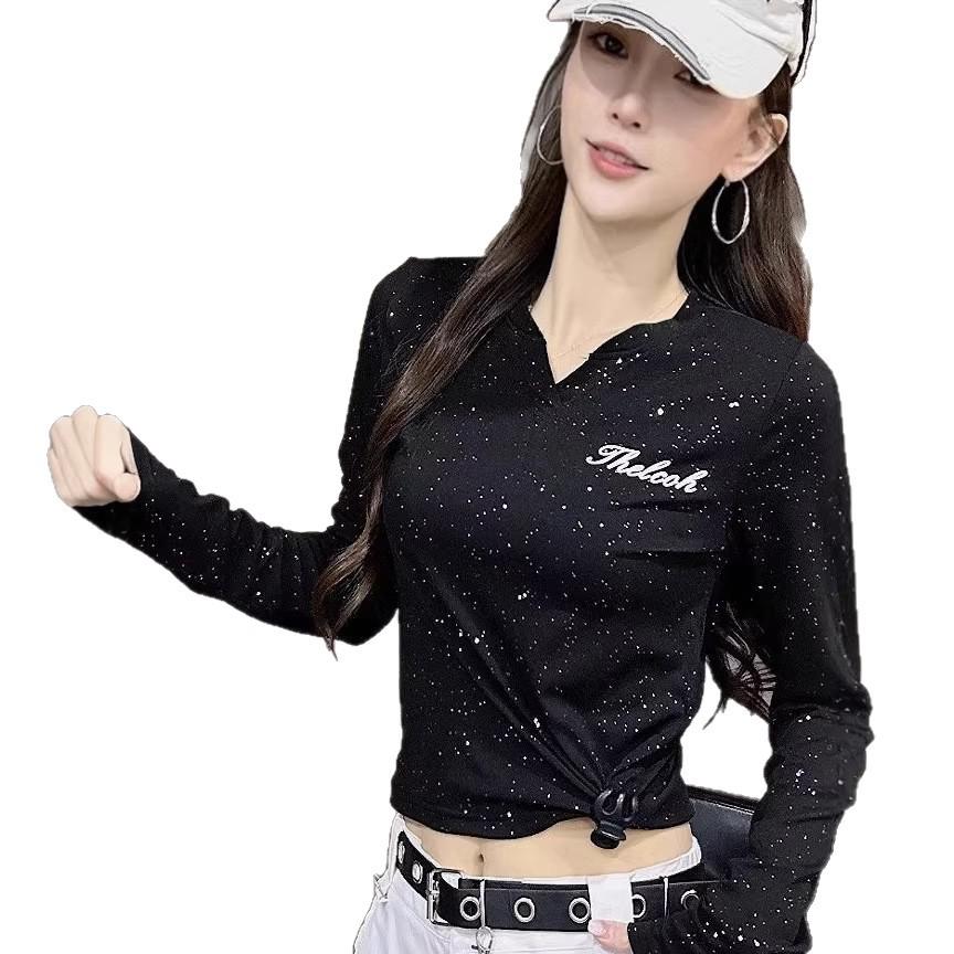 Spicy Girl Slimming V-Neck Long-Sleeve Sports T-Shirt - Autumn 2025, Casual and Versatile.