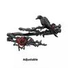 Elegant Floral Adjustable Metal Bracelet Dark Theme Crow Rose Designs Versatile Gothic Accessory