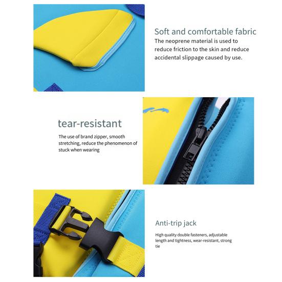 Kids Swim Vest Adjustable Crotch Woven Strap Boys Girls Life Jacket Snorkel Kayaking Boating Drifting Buoyancy Safety Vest Swimming Aid