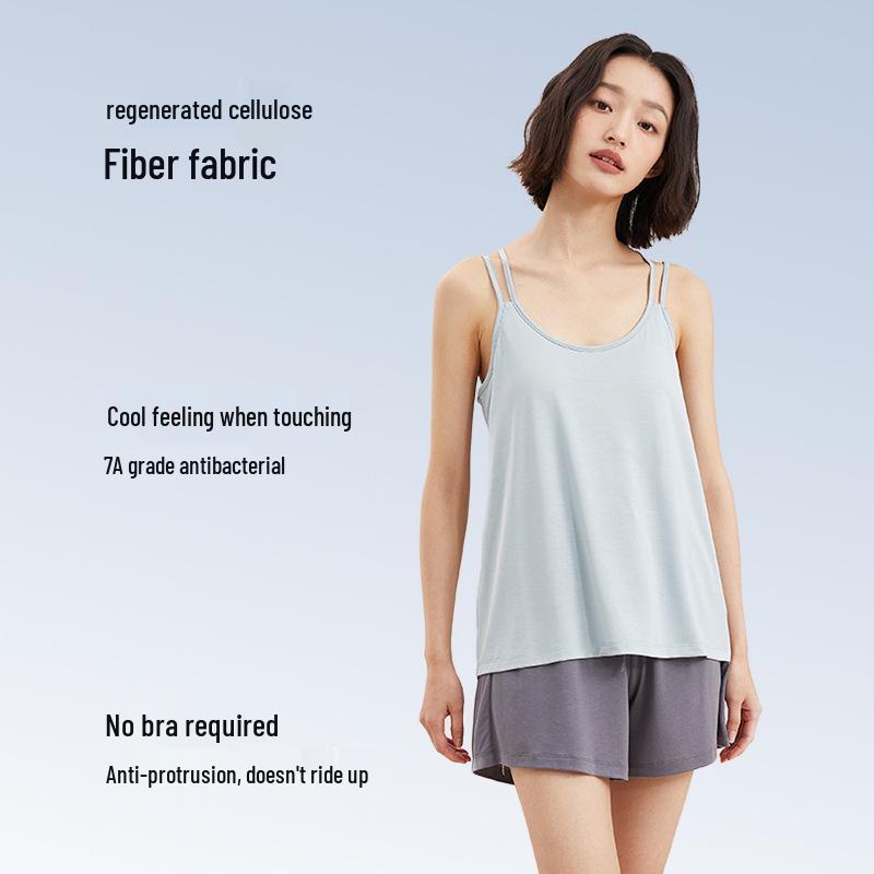 Oviezis Women's Ice Silk Camisole with Built-In Bra Pads, Thin and Loose Fit, Beautiful Back Design – Ideal Base Layer for Spring & Summer