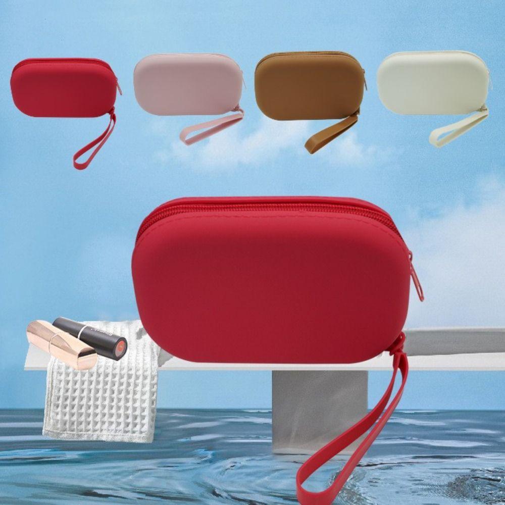 Silicone Cosmetic Storage Bag with Zipper Makeup Brush Holder Portable Makeup Pouch  Women