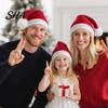 Soft Waxy Winter Hat for Adults Santa Hat, Red Knitted Christmas Kids Adults, Warm Festive Headgear Xmas Party with White Pompom Holiday Accessory