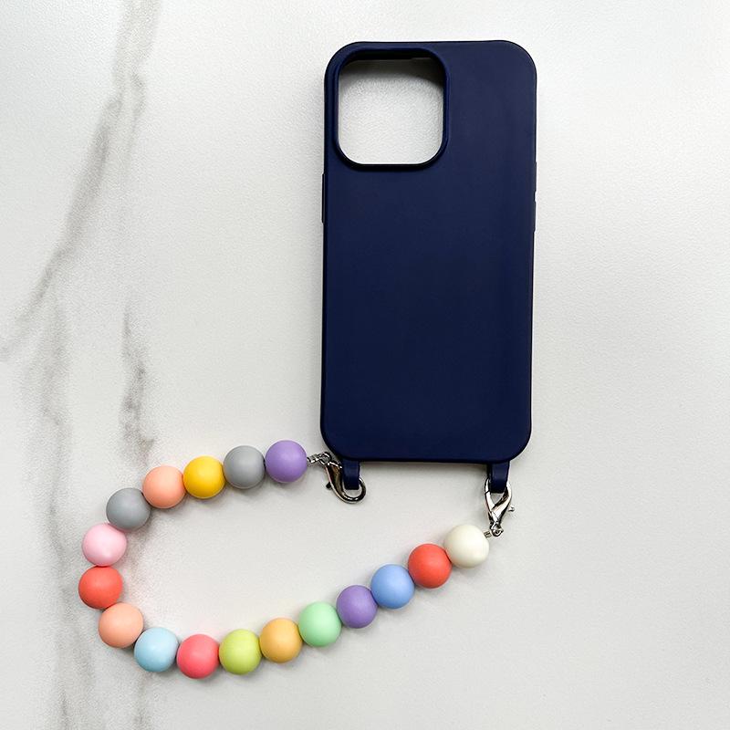 Colorful Anti-Lost Rope Phone Case for iPhone 11/12/13/14 Pro Max, Perfect for Women. Features Chain Design and Hand Strap.