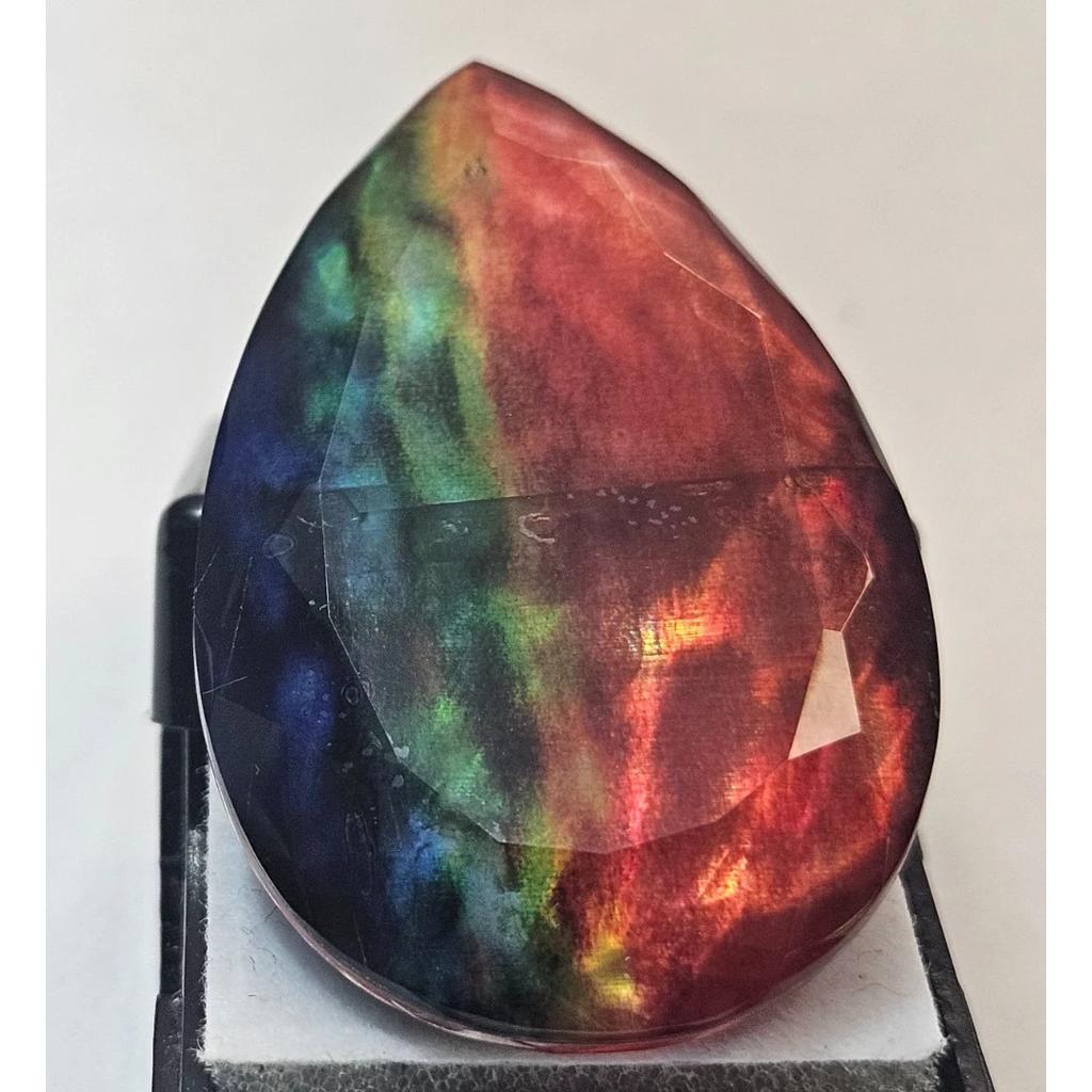 Opal-Like Organic Ammolite Doublet Natural 58+ Ct Pear Cut Fabulous Gemstone