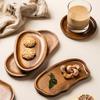 Creative Wooden Serving Tray - Multi-Functional Coffee Coaster & Plate, for Coffee Shops, Kitchens & Homes, for Teacups & Fruits