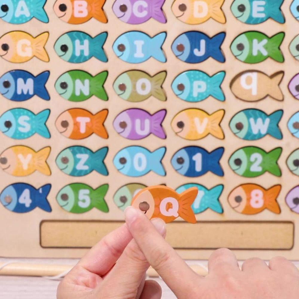 Montessori Alphabet Fishing Toy Set Magnetic Number Fishing Game Toys  Birthday Gift