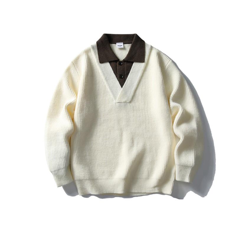 

Men s Two-in-One Knit Shirt, 2025 Autumn/Winter Korean Style, Casual Collar Textured Sweater XXXL абрикосовий