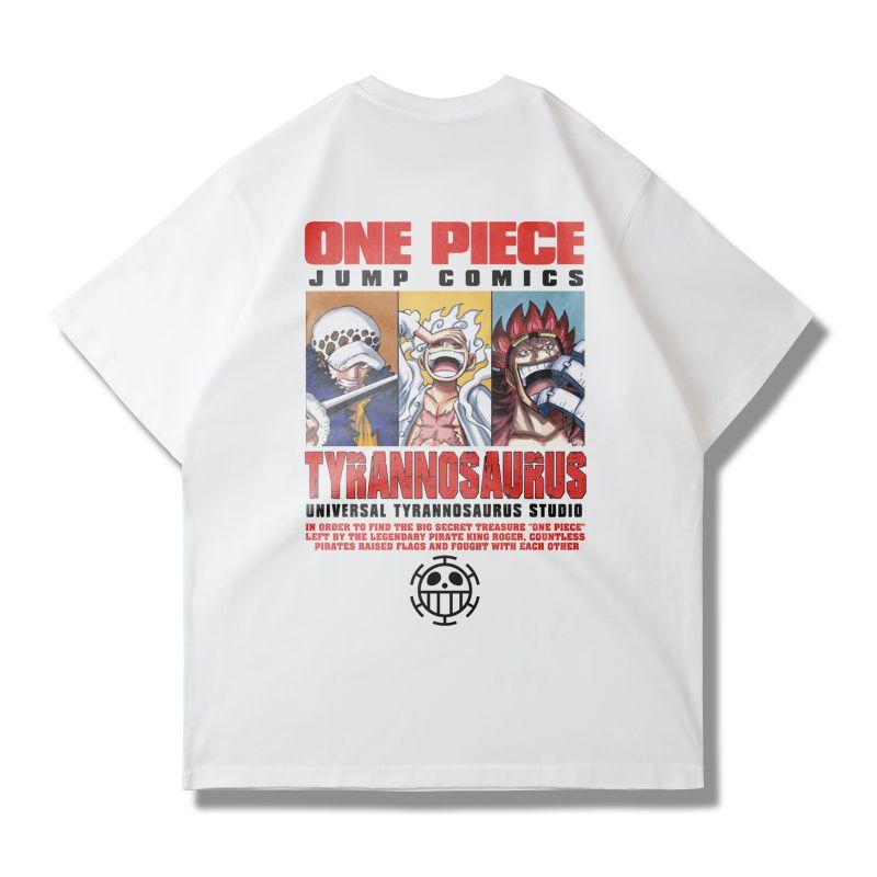 Summer Pure Cotton Japanese ONE PIECE Luffy Tide Brand Short-sleeved Animation T-shirt Printed Men and Women Loose Ins
