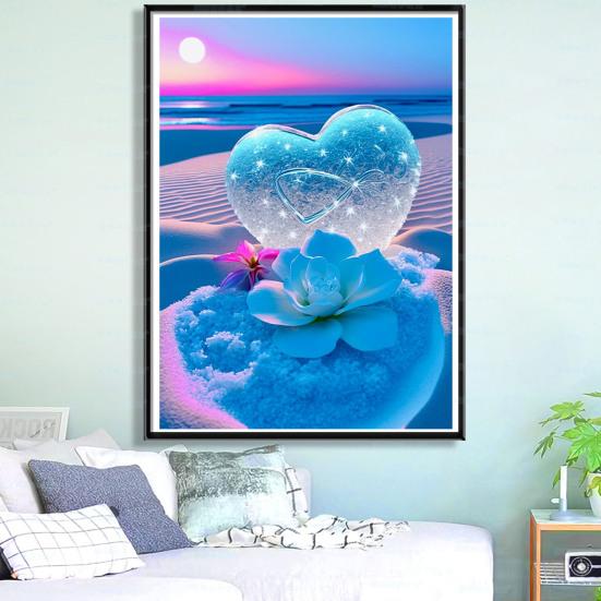 1 Set Rhinestone Painting Kit Exquisite Heart Flower Pattern Rhinestone Art Project Home Decoration