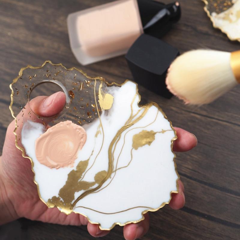 Cosmetic Makeup Palette Spatula Tool Resin Casting Mold Eye Shadow Makeup Irregular Round Palette Panel Mould Craft Tool