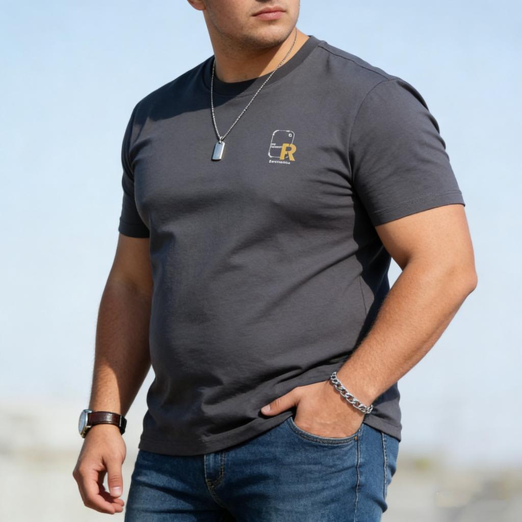 Plus Size Men's T-shirt 220g Heavyweight Cotton Solid Color Loose Fit Casual Summer Tee Top