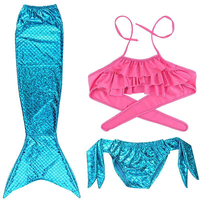 Mermaid Swimsuit Girls Middle School Elder Princess Split Skirt Elementary School Mermaid Baby Three-Piece Set