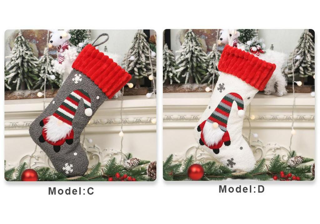 Faceless Forest Man Doll Christmas Stocking Teddy Applique Gift Bag