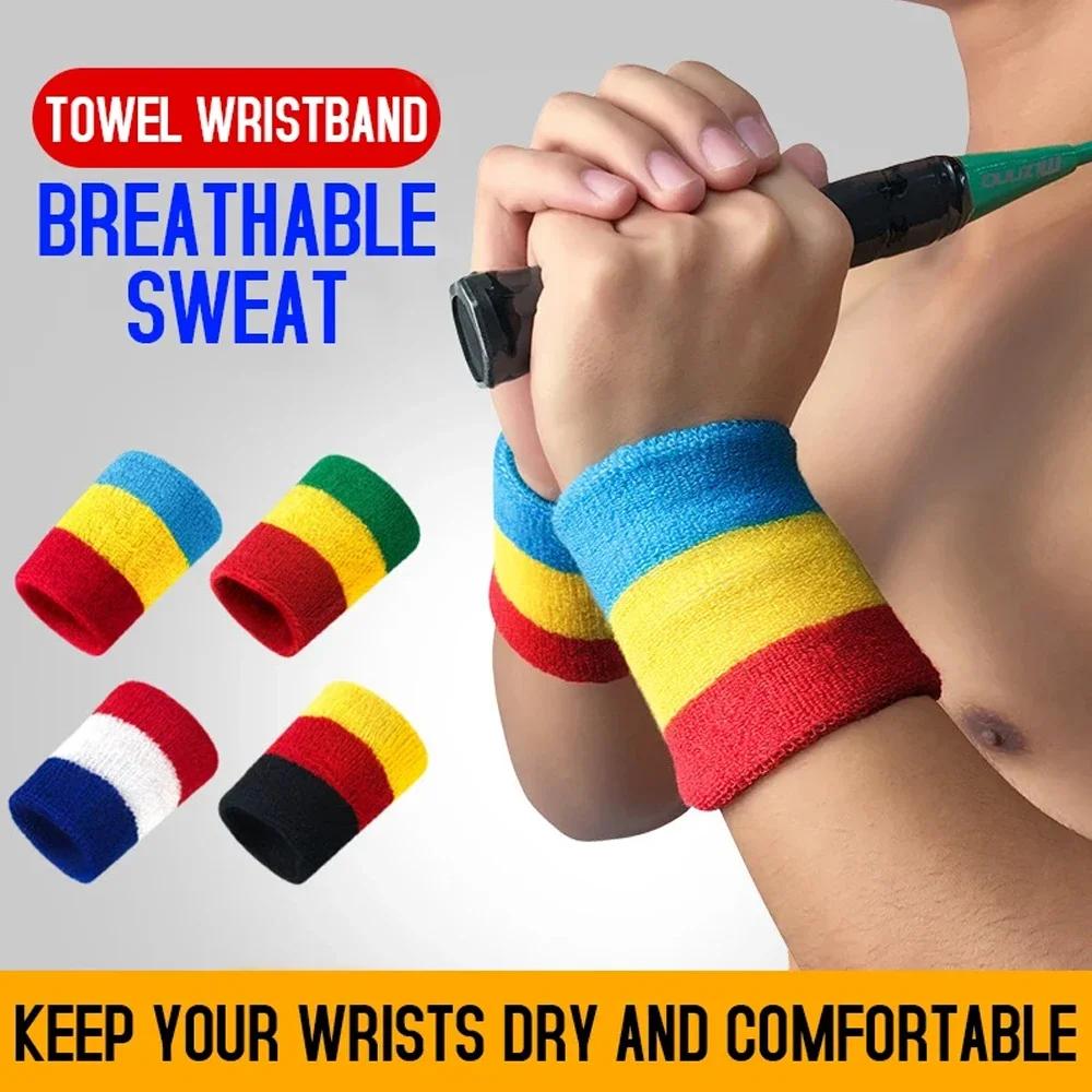 1 Pair Wrist Sweatbands for Men   Women, Moisture Wicking Thick Cotton Bands for Working Out, Gymnastics, Basketball, Football