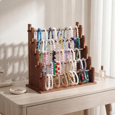 Wooden Bracelet Rack Multiple Rods Holder Stand Freestanding Watch Display Walnut
