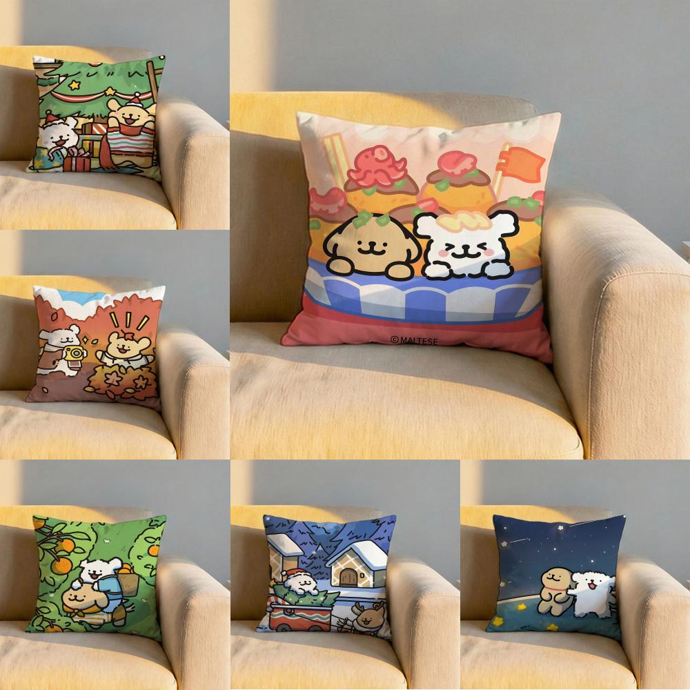Line Puppy Cushion Cover Soft Reversible Durable Pillow Cover MultiScene Use for Home Car Daily Comfort