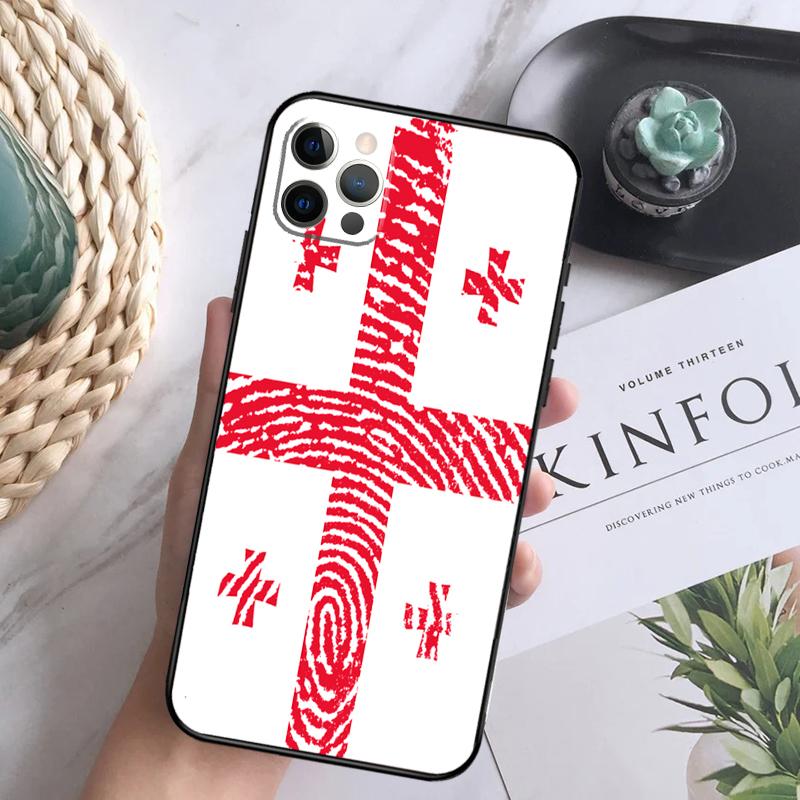 Georgia Flag Soft Case For iPhone 16 Pro Max 13 12 Mini XS Max X XR 11 15 Pro Max 14 Plus Back Cover