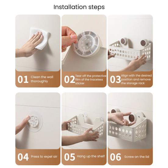 Suction Cup Storage Rack Large Capacity Strong Load-bearing Simple Installation