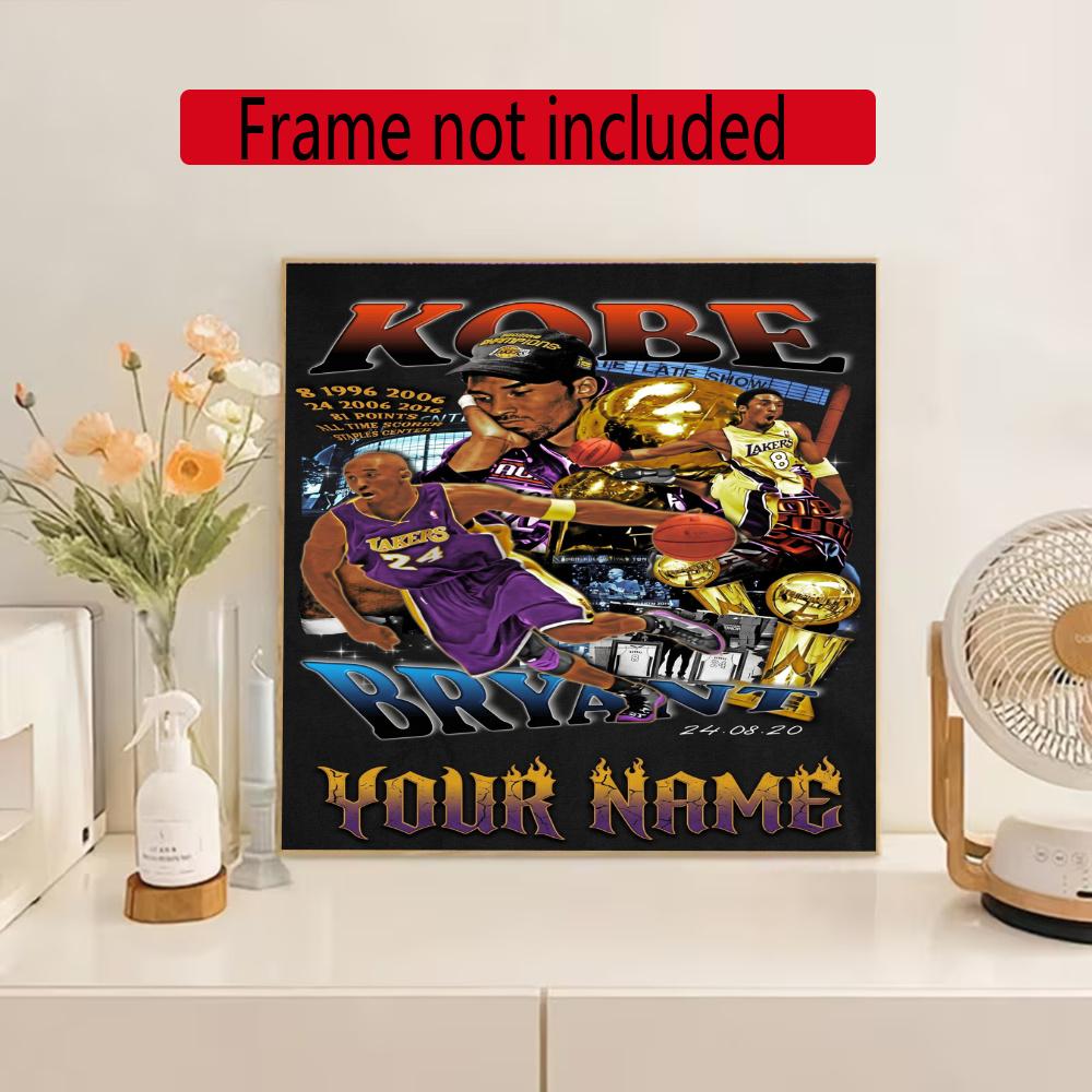 Kobe Personalized Name Round Diamond Painting Kit Diamond Embroidery Painting Rhinestones Mosaic Frameless Handwork Decoration Arts