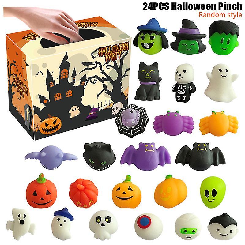 24pcs Mini Squishy Toys Squishies Halloween Kawaii Zombie Ghost Pattern Stress Relief Squeeze Toys For Children Kids Gifts