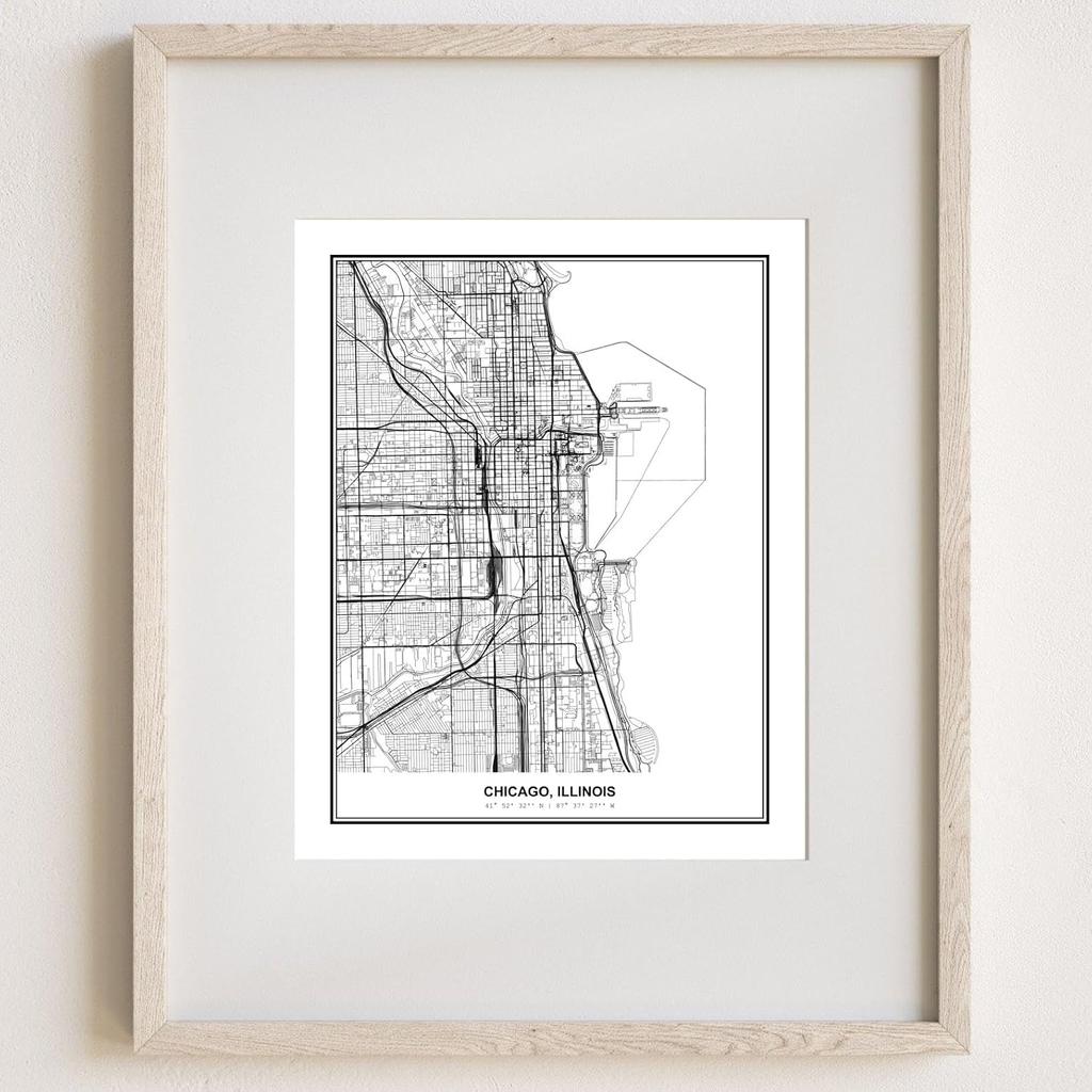Susie Arts 11X14 Unframed Chicago Illinois Wall Art Metropolitan City View Abstract Street Map Art Print Poster Wall Decor Home Office sdm001