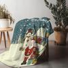 Festive Christmas Throw Blanket Cozy Reindeer Santa Claus Holiday Flannel Fleece Bedspread Gift Decor Home Living Room Warm Soft