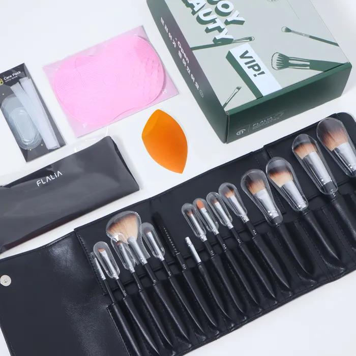 Starter Pack 15-piece Makeup Brush Set (Foundation Eyeshadow Blusher Powder Makeup Pouch Puff)