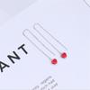 New Simple Fashion Dripping Red Love Ear Line 925 Sterling Silver Jewelry Sweet Cute Peach Heart Popular Earrings  E187