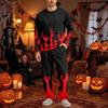 Men's Halloween Pajama Set Long Sleeve with Button Crotch and Elastic Waist Drawstring for Holiday Sleepwear