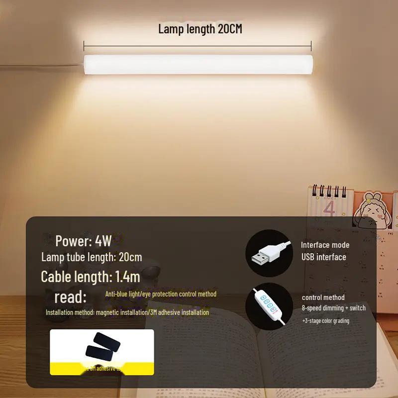 

Светодиодная настольная лампа с защитой глаз и USB-разъемом — классный студенческий прикроватный светильник, электромагнитное всасывание и ночник для общежитий и учебных зон 2-6W