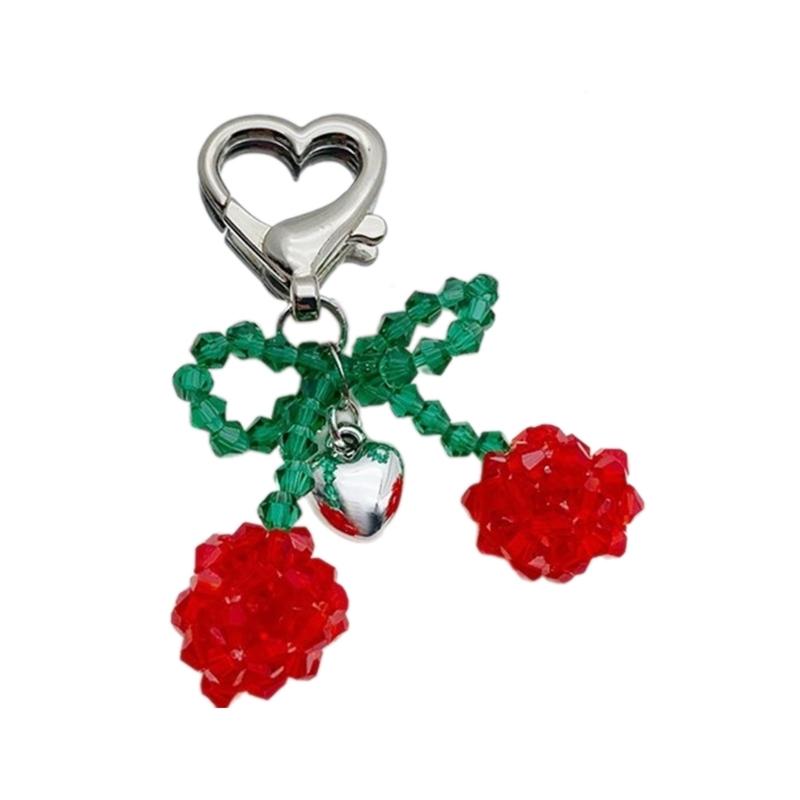 

Sparkling Crystal Beaded Bowknot Key Chain Versatile Key Accessory Versatile Heart Ornament for Mobiles and Purses красный