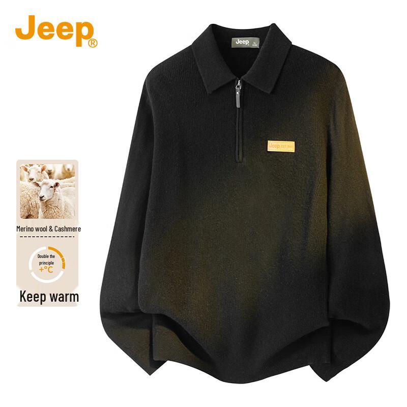 JEEP Men s Fall/Winter Half-Zip Wool Blend Sweater L