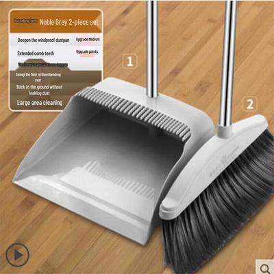 Extended Handle Broom and Dustpan Set
