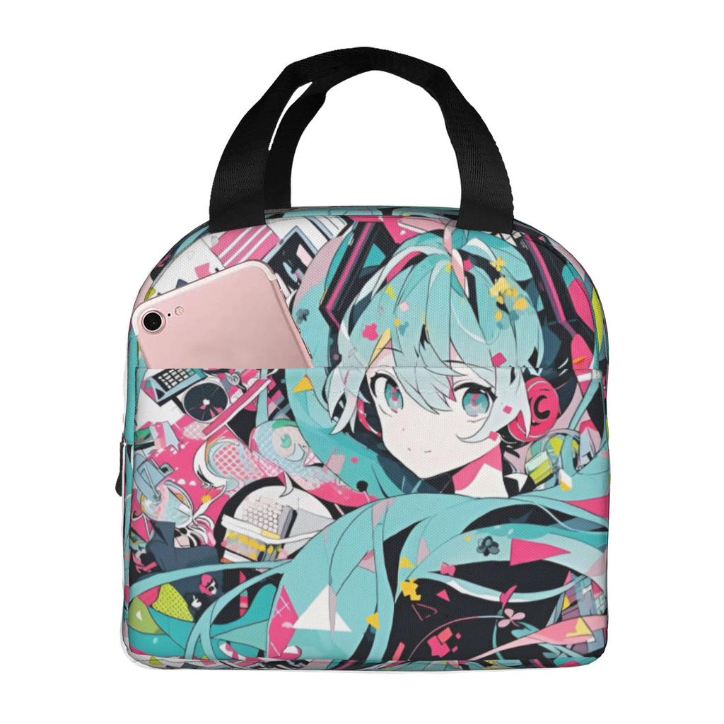 Custom Hatsunes Anime Mikus Insulated Lunch Bag for Camping Travel Manga Waterproof Thermal Cooler Lunch Box Men Women