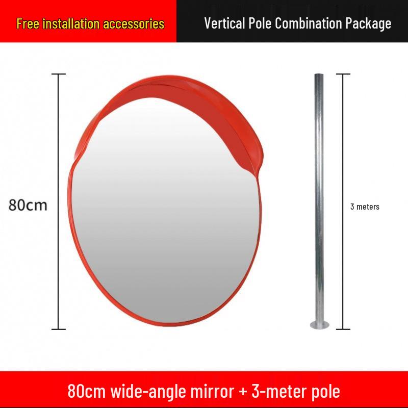 Reflective Convex-Concave Safety Mirror for Indoor/Outdoor Traffic and Garage Corners
