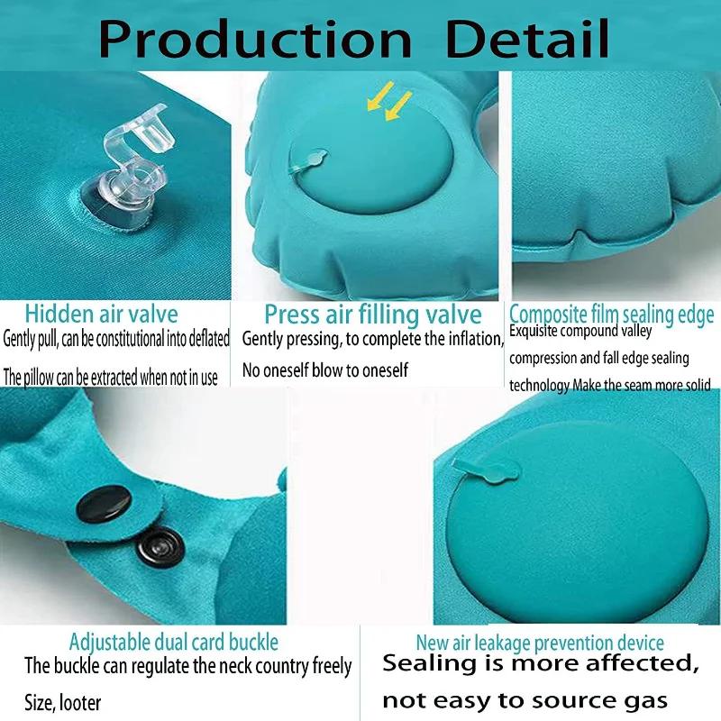 U-Shape Travel Pillow Inflateble Portable Folding Pillow Cervical Spine Protection Sleep Pillow Car Inflate Ring Neck Pillows