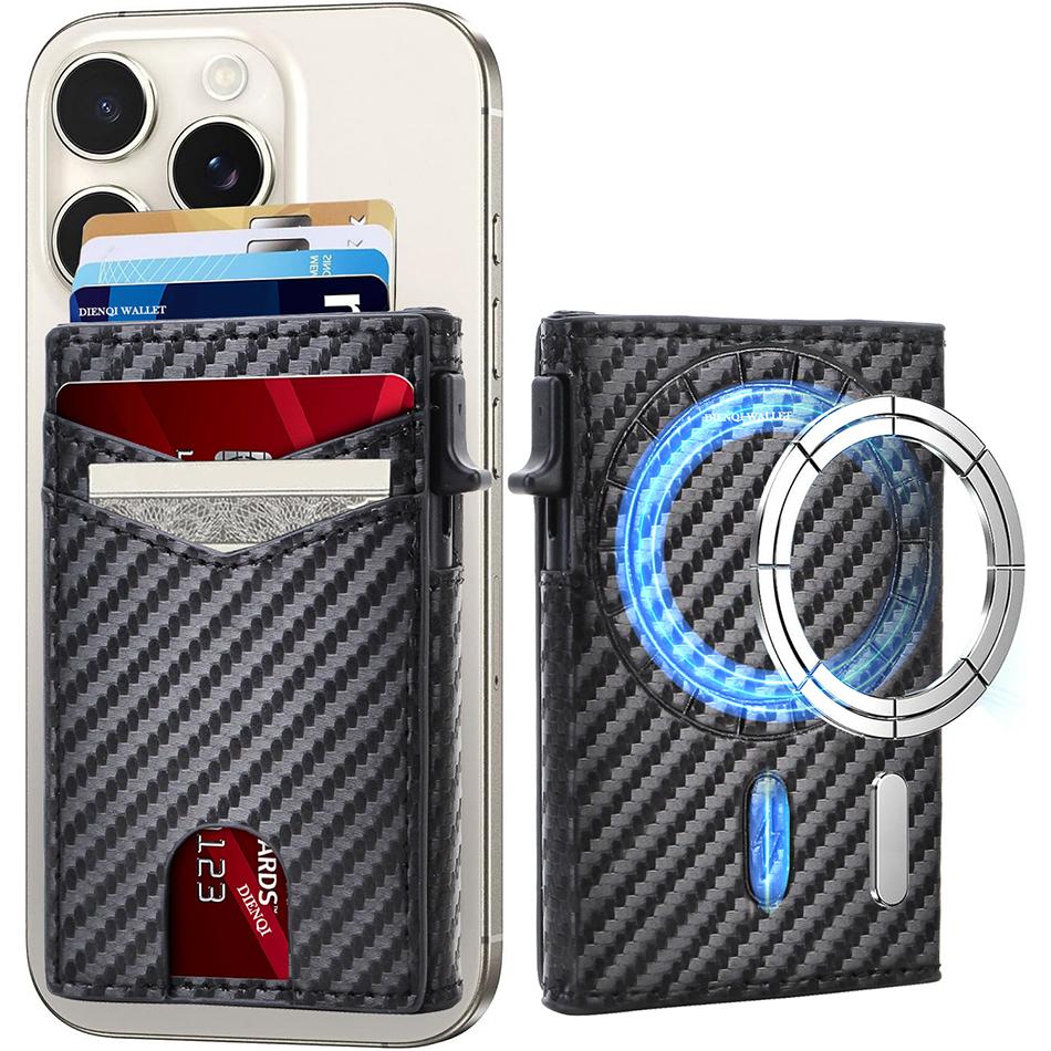 Credit Card Holder Men Magnetic Wallets Rfid Blocking Carbon Bank Cardholder Case Wallet for IPhone 16 15 14 Pro Max
