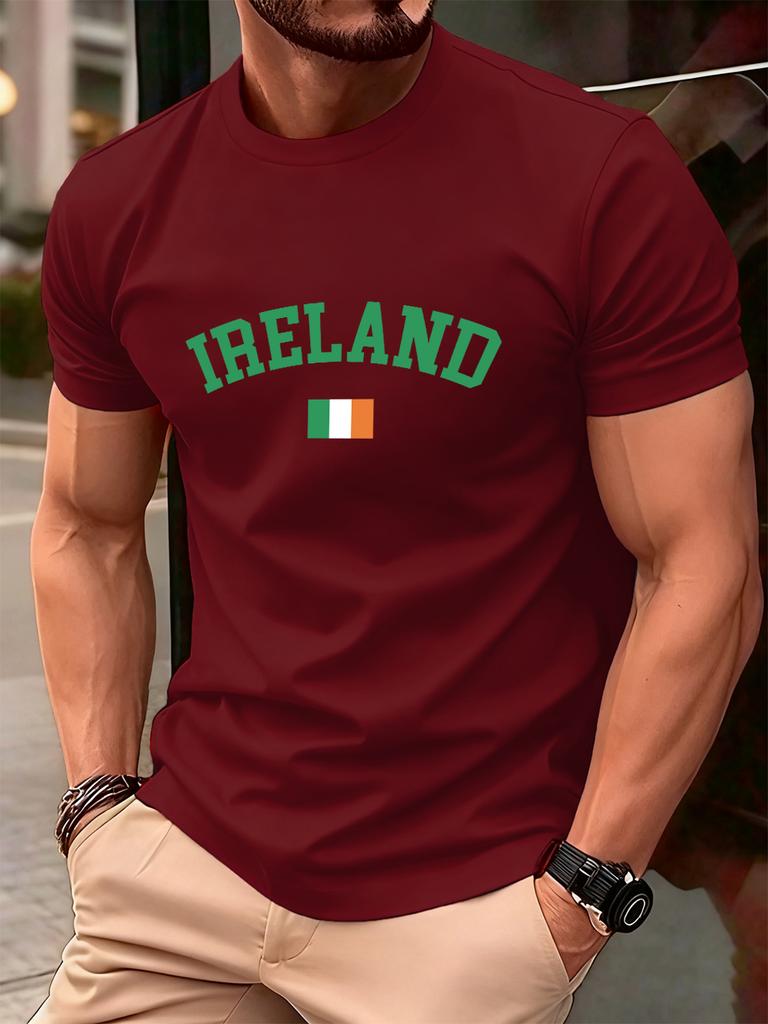 Ireland Text With Flag Prints MenS TShirt Cotton Summer Soft Oversized Tops ONeck Short Sleeve T Shirt Casual Mens Clothes