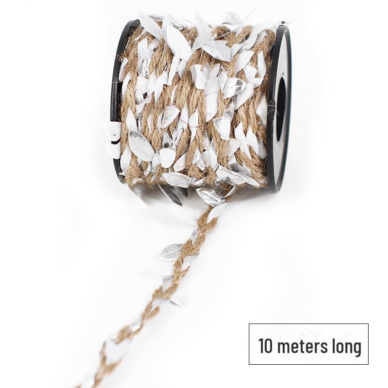 10m DIY Rattan Green Leaves with Hemp Rope for Kindergarten Decor