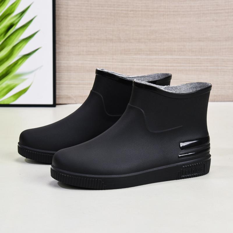 New fashionable women's low-tube rain boots warm and non-slip short tube water shoes beef tendon sole wear-resistant adult water shoes