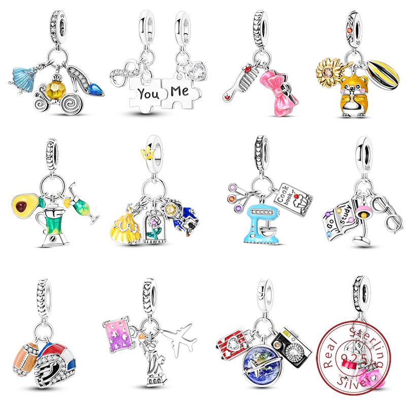 Copper Luggage Earth Camera Golf Rugby Helmet Charms Pendants Fit Original Bracelets Diy Jewelry