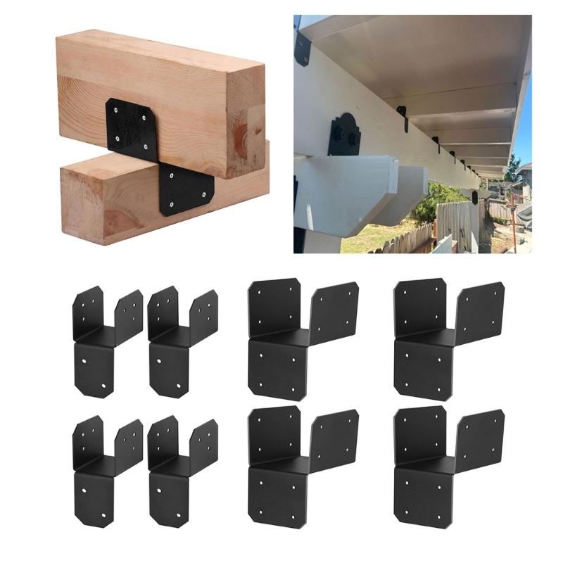 4 Stuks Houten Huis Hanger Verbindingspaal Lichtpaal Stalen Frame Ankers Connector Paaldoppen Bevestigingsbeugel voor Paal aan Balk Einde Duurzaam