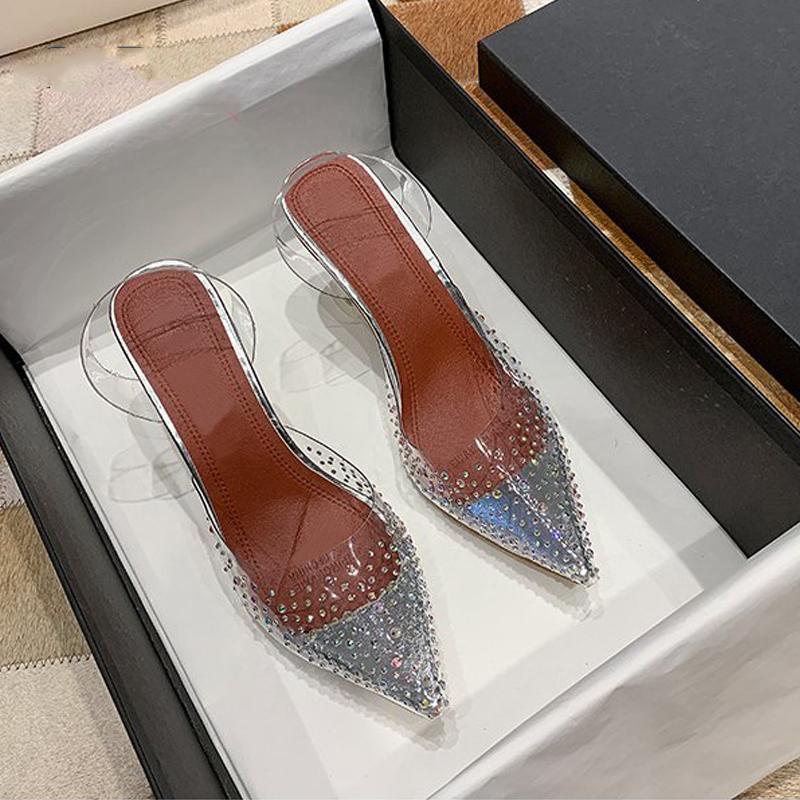 Sandalias de aguja de pedrería transparentes de gran tamaño para mujer  puntiagudas zapatos de tacón alto comprar a buen precio — entrega gratuita,  reseñas reales con fotos — Joom