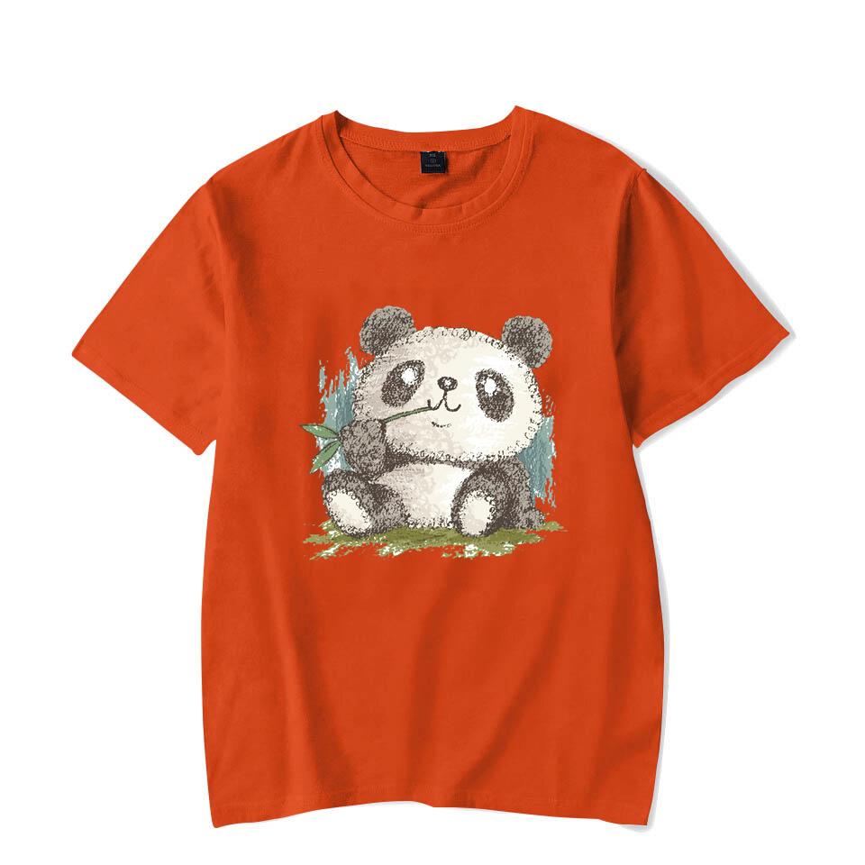 Cute Panda Print T-shirts For Women Summer Lovely Short Sleeve Casual Round Neck T-shirts Ladies Creative Personalized Tops