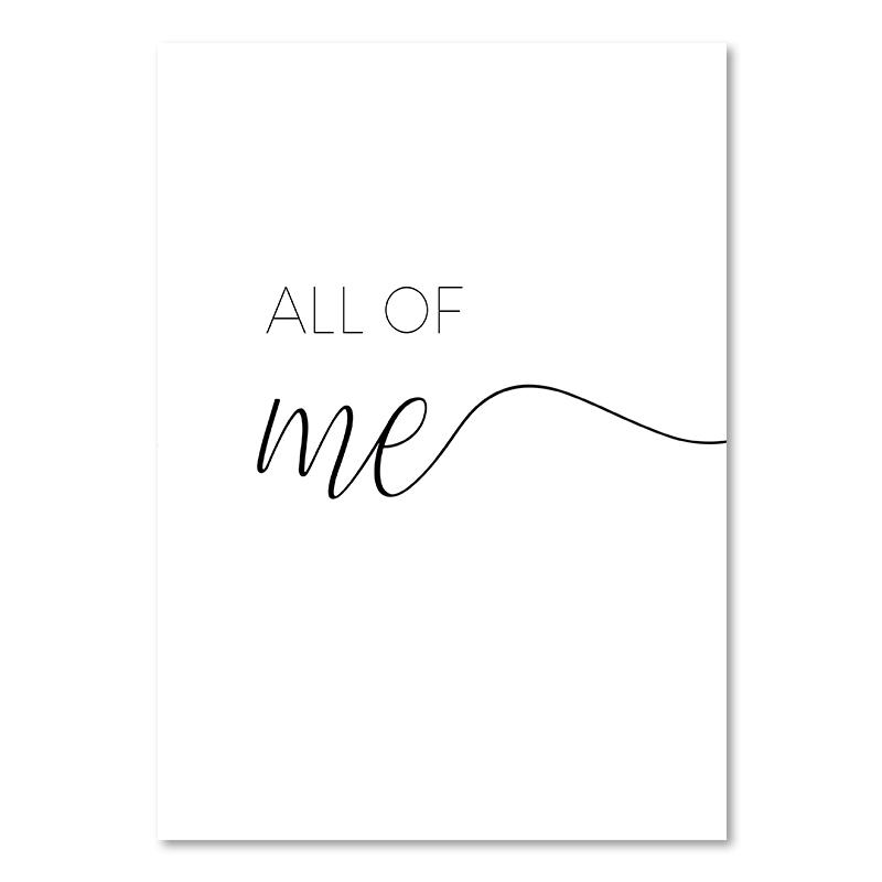 Schwarz-weißes Lebenszitat auf Leinwand, Gemälde im skandinavischen Stil, Liebesposter und Druck, nordische Wandbilder für Wohnzimmer, Heimdekoration