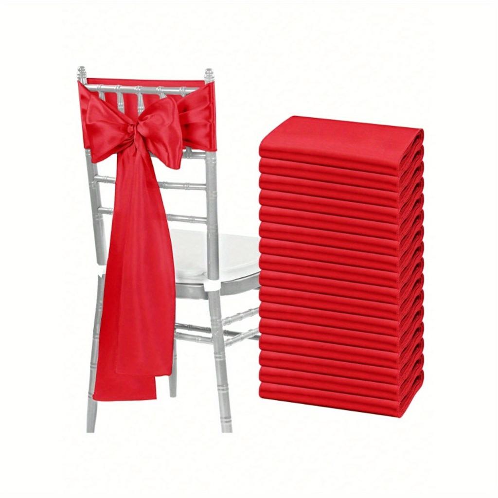 Pink Satin Chair Bow Sashes Wedding Chair Ribbon Bow Silk Chair Knot Ties for Reception Restaurant Event Banquet Party Hotel Decorations