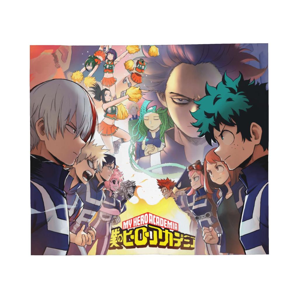 My Hero Academia Blankets Flannel All Season Collage Midori And Friends Portable Warm Throw Blanket for Sofa Travel Bedspreads