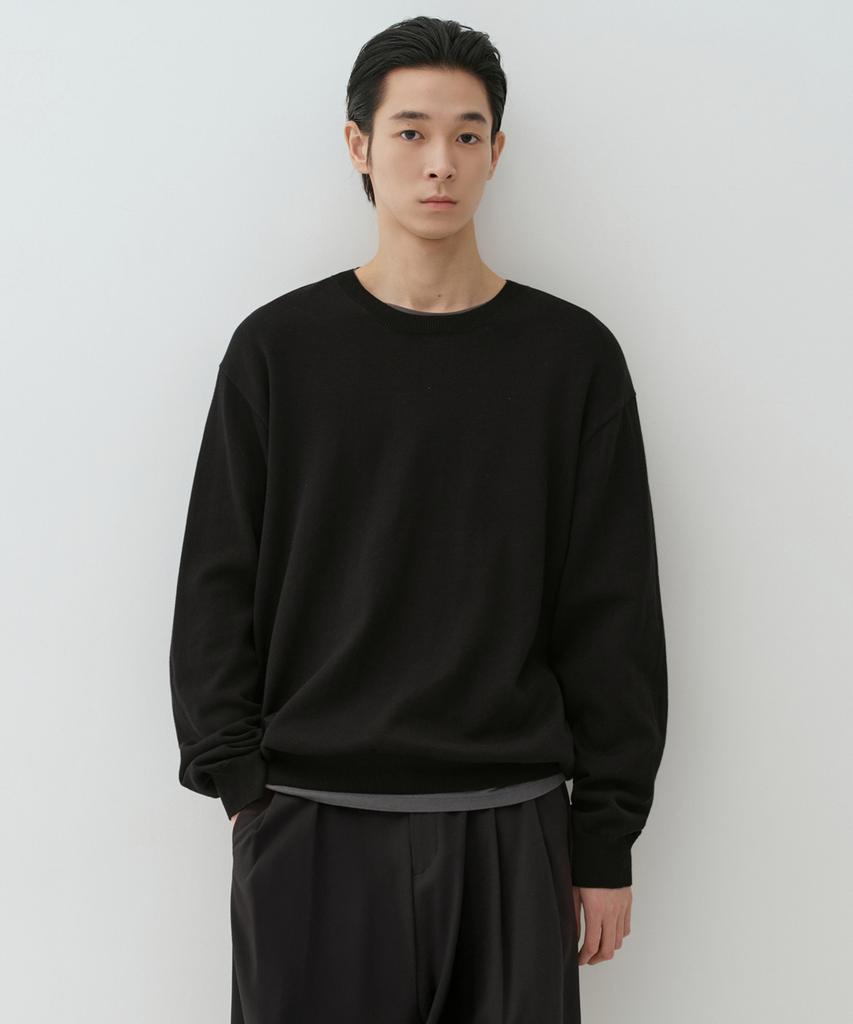 MUSINSA STANDARD Washable Supima Cotton Crew Neck Knit [Black]