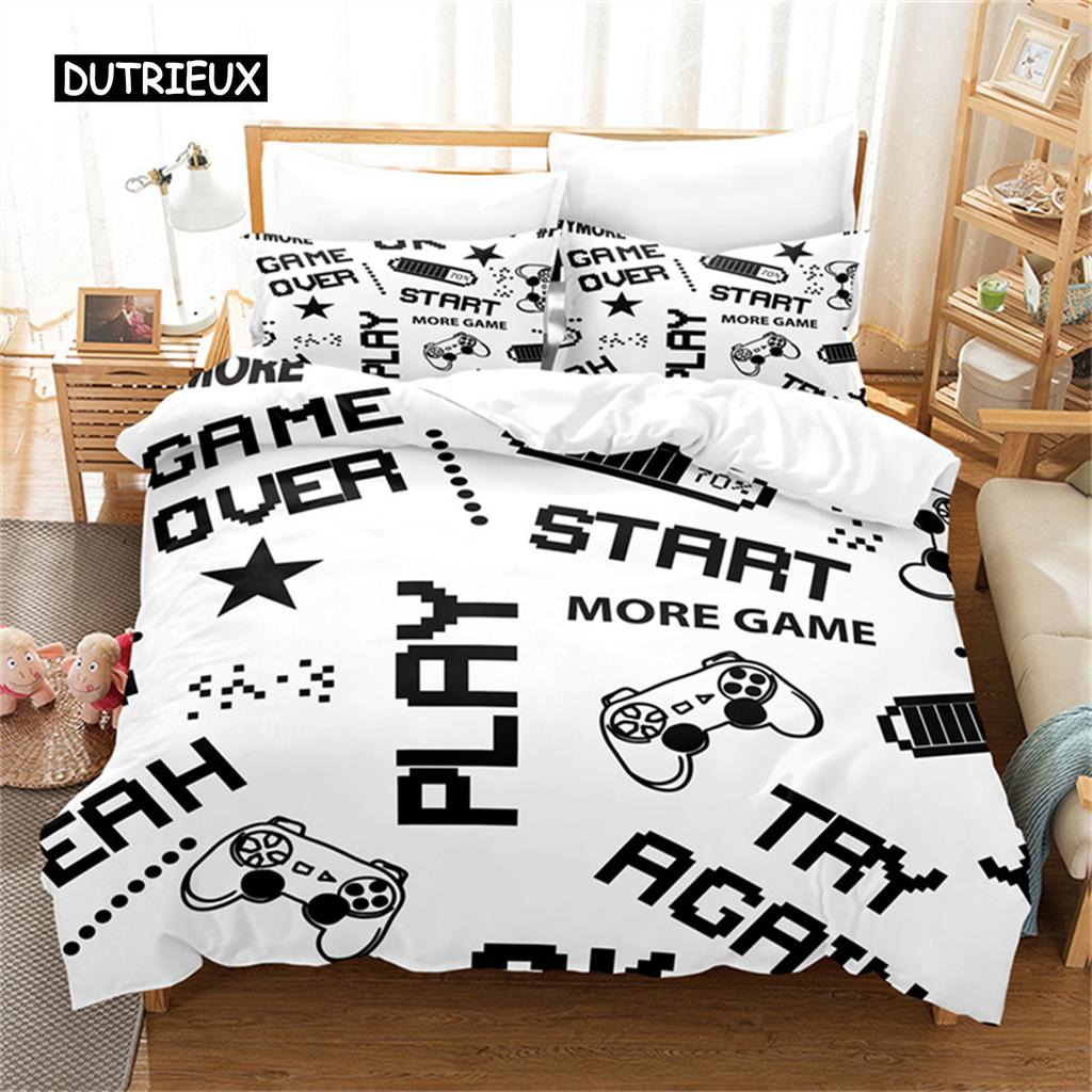 Games Duvet Cover Kids Gamepad Bedding Microfiber Video Game Controller Comforter Cover Twin Full for Teen Girl Boy Bedroom