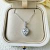 Vinregem 100% 925 Sterling Silver VVS1 3EX D Color 1.2CT 7MM Heart Cut Real Moissanite Diamond Gemstone Pendant Necklace Fine Jewelry GRA